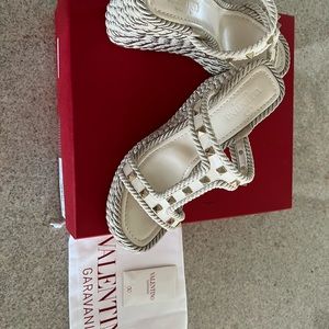 Valentino Garavani Light Beige RockStud Wedge Sandals (38/7.5)
